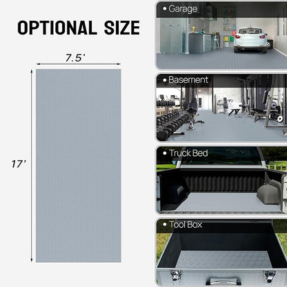 TUFFIOM 7.5x17 FT Garage Floor Mat, Coin Plate Sheet PVC Roll - Image 6