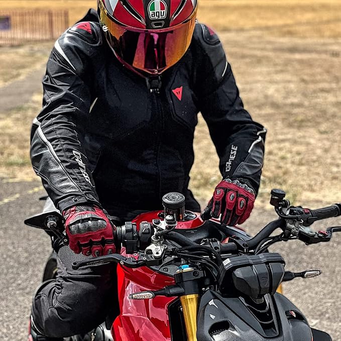 Harssidanzar Breathable Leather Motorcycle Gloves Touchscreen - Image 6