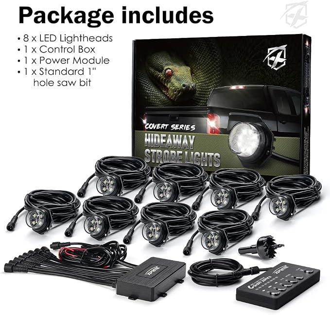 Xprite Blue LED Hideaway Strobe Police Lights Kit, 20 Flashing w/Control Panel - Image 7
