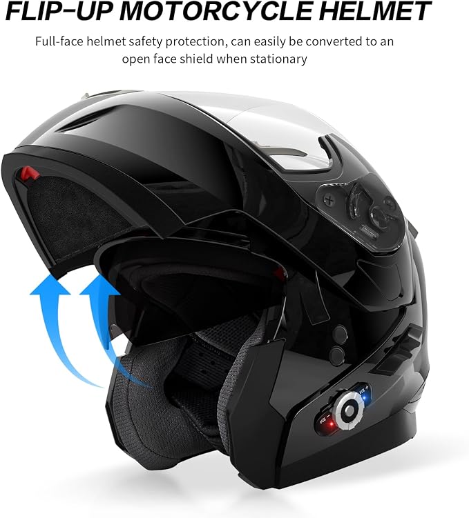 Motorcycle Helmet Bluetooth 5.0 Integrated New EPS FreedConn BM2-S Modular Flip - Image 7
