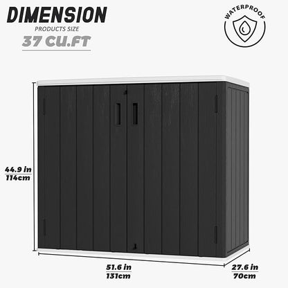 37Cu.ft Outdoor Storage Shed Waterproof, Horizontal Outdoor Storage Cabinet - Image 5
