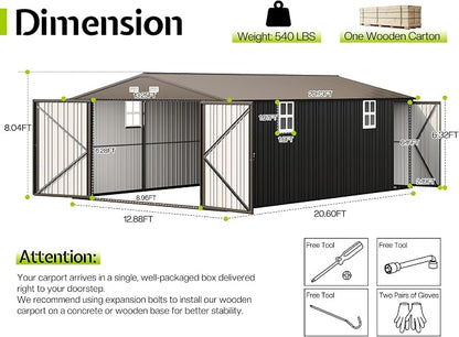 Jocisland 13.2x20.7x8.4 FT Heavy Duty Carport, Metal carport - Image 2