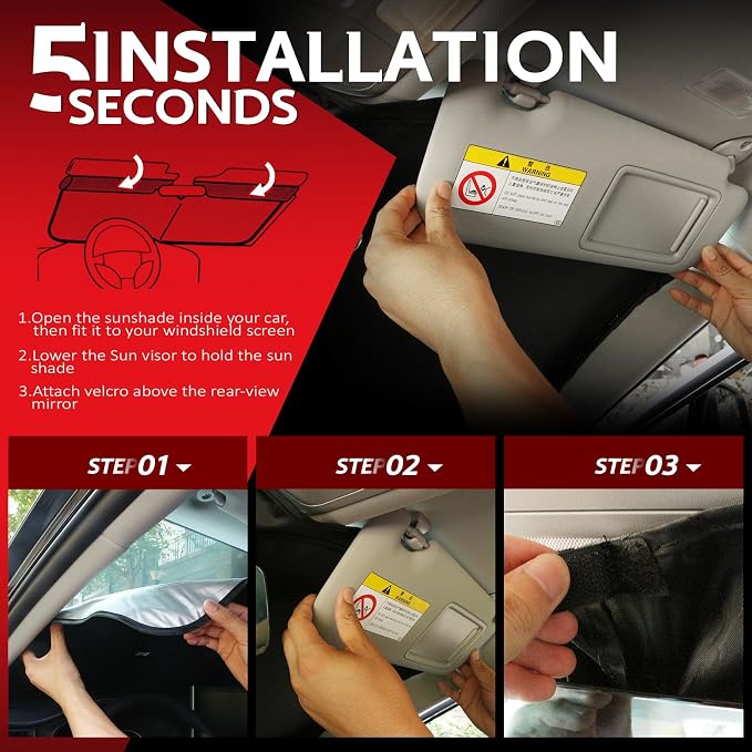 KAYZT Windshield Sun Shade for 2011-2015 Kia Sorento Foldable Sunshade Front - Image 5