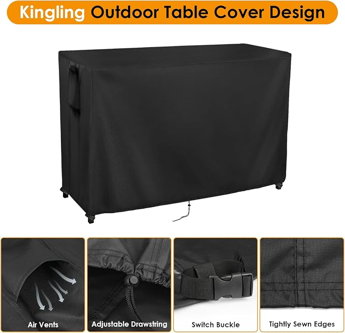 Kingling Outdoor Table Cover for Bar Table, 72 Inch Waterproof Patio Bar Cover - Image 2