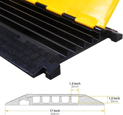 OrangeStar 2-Pack Rubber Cable Protector Ramp Heavy Duty 5-Channel Wire Cord - Image 5
