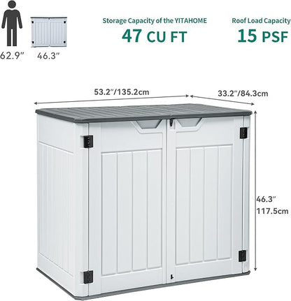 YITAHOME Extra Large Outdoor Horizontal Storage Shed, 4.5x4ft Resin Tool Sheds - Image 7