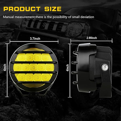 BIGLION.X 3.7 Inch 130W Amber Fog Lights Yellow Round Offroad Fog Lights Super - Image 6