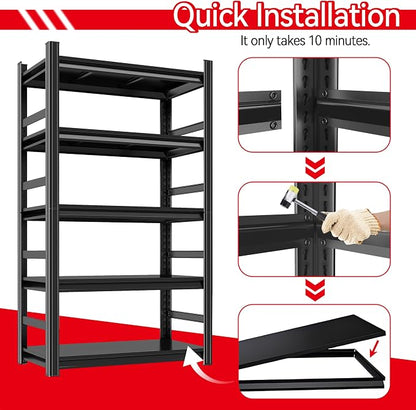 Garage Shelving 5-Tier Storage Shelves 3500LBS Heavy Duty Shelf Adjustable - Image 2