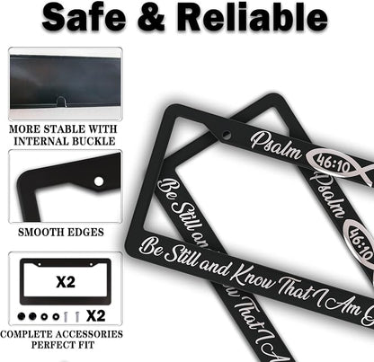 License Plate Frames Black and White License Plate Frame Psalm 46:10 Be Still - Image 4