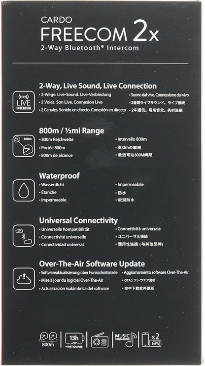 Cardo Systems FREECOM 2X Motorcycle 2-Way Helmet Bluetooth Communication System - Image 13