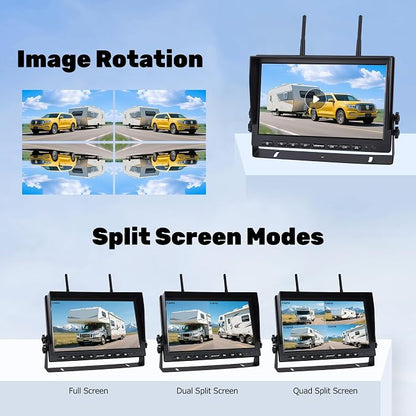 10.1" Magnetic Wireless RV Backup Camera System, 1 Rear Cameras & 2 Side Cameras - Image 6