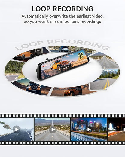 WOLFBOX G900 Rear View Mirror Camera, Mirror Dash Cam 4K Front and 2.5K Rear - Image 9