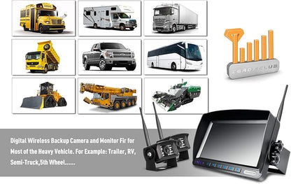 Digital Wireless Backup Camera System Kit, IP69K Waterproof Wireless 2 Rear - Image 7