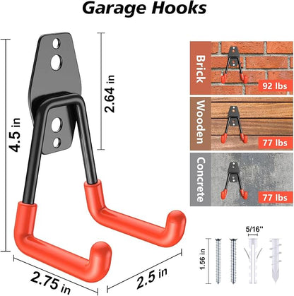 4 Pack 4.5x2.75 inch U Heavy Duty Garage Hooks, Solid Steel Wall Mount Hangers - Image 2