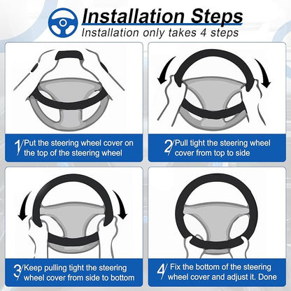 alpmosn Elastic Stretch Steering Wheel Cover, Universal Interior Accessories - Image 4