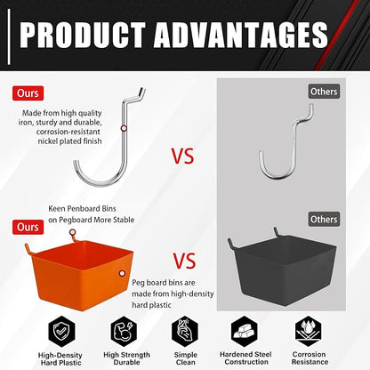 C&T 80 Piece Pegboard Hooks Assortment Kit, Pegboard Accessories Organizer Set - Image 5