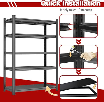87" H, Heavy Duty 5-Tier Steel Garage Shelving Unit | 3800LB Capacity| Garage & - Image 4