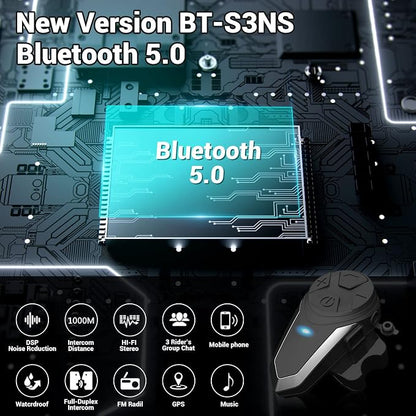 Motorcycle Bluetooth Headset BT-S3NS 1000m Motorcycle Helmet Bluetooth Radio - Image 2