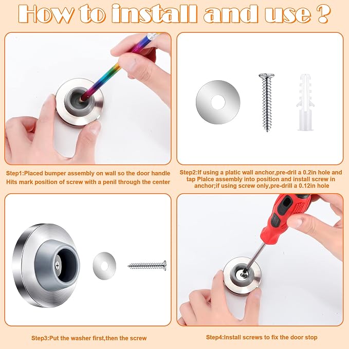 Blulu Concave Wall Door Stopper Door Bumper Stainless Steel Wall Protector - Image 4
