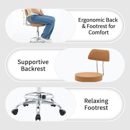 Ergonomic Desk Stool Adjustable Footrest Salon Chair - Image 5