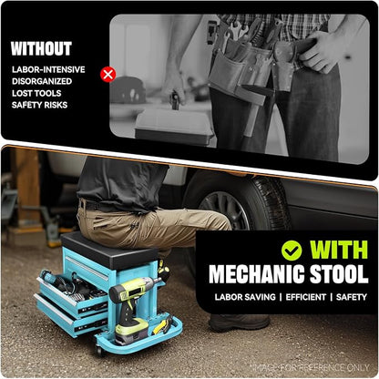 Auto Dynasty 3-Drawer Mechanic Rolling Seat, 350 LBS Capacity Roller Garage - Image 6