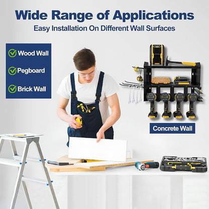 Heavy-Duty Power Tool Organizer Wall Mount, 3-Tier Drill Storage Rack - Image 5