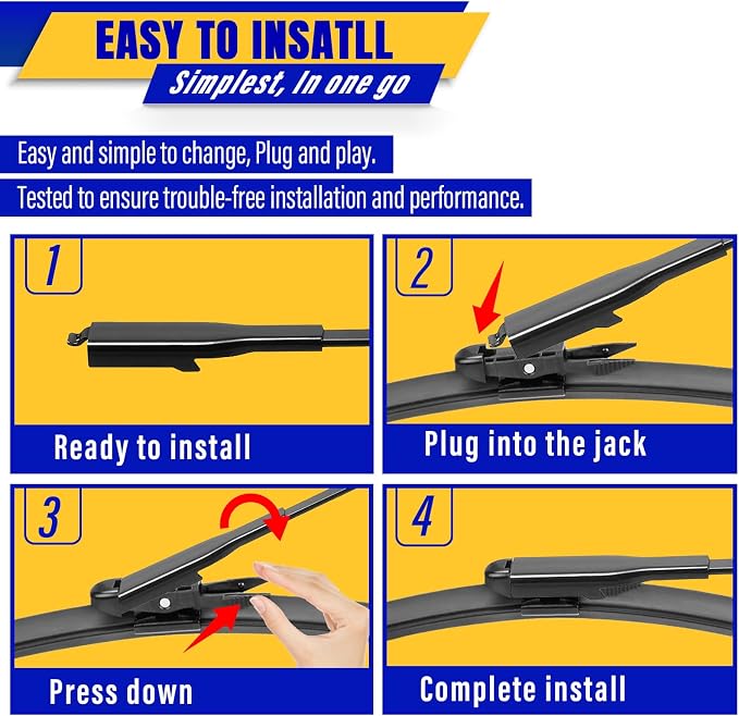 3 wipers Replacement for 2012-2018 Ford Focus, Windshield Wiper Blades Original - Image 8