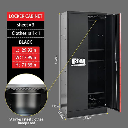 Garage Storage Cabinets System, 6-Pcs Workshop Cabinet Set in Black and Red - Image 4