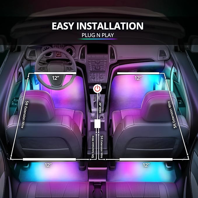 OPT7 Aura DreamColor RGB-IC LED Car Interior Light Strips, Color Chasing Light - Image 6