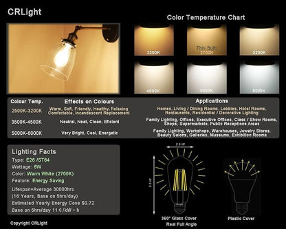 LED Edison Bulb 4W, Antique 40W Vintage Edison Bulb, E26 Light Bulb Non - Image 5