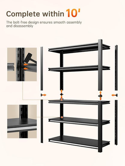 JHYKHG 48" W Storage Shelves, 5-Tier Heavy Duty Garage Shelving, Adjustable - Image 7