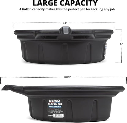 NEIKO 20760A Large Oil Drain Pan, 4 Gallon Capacity, Motor Oil Drip Catcher Pan - Image 2