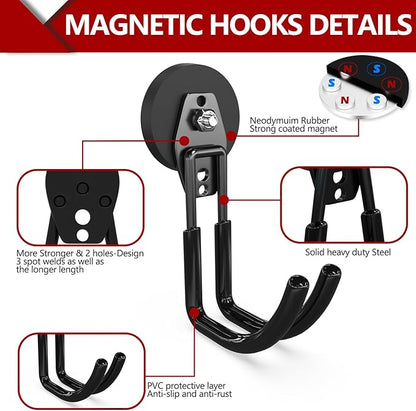3-H Heavy Duty Magnet Garage Hooks 2 Pack, J Shape Strong Magnetic Hooks - Image 4