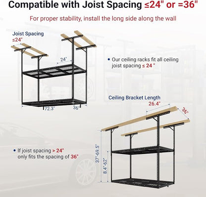FLEXIMOUNTS 3x6 2-Tier Overhead Garage Storage Rack – Adjustable Heavy Duty - Image 3