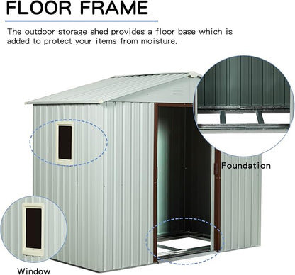 4x8 FT Outdoor Storage Shed, Metal Garden Shed - Image 4