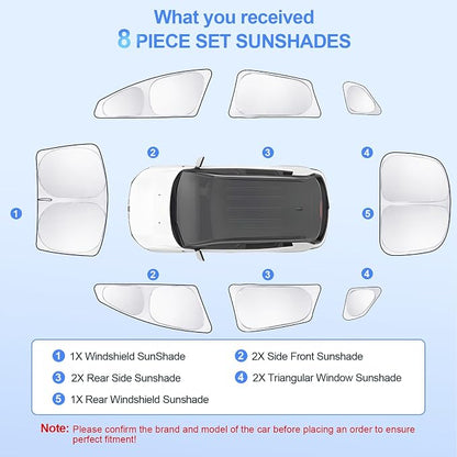 8pcs Car Window Shades for Tesla Model S2012-2025 2026 Accessories, Windshield - Image 7