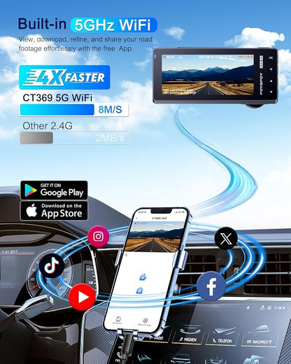 Dash Cam Front and Rear 5GHz WiFi Dashcam - Image 3