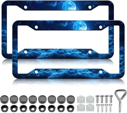 Moon Galaxy Starry Sky License Plate Frames by Unknown