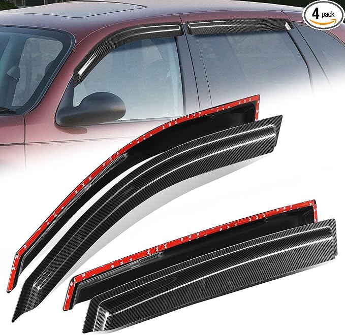 Auto Dynasty 4Pcs Carbon Fiber Pattern Window Visors Compatible by AutoDynasty