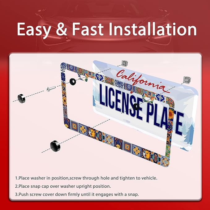 Personalise Mexican Tiles License Plate Frames Mandala Boho License Plate Frame - Image 5