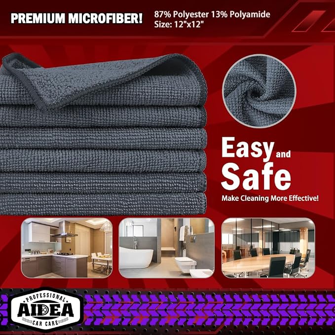 AIDEA Microfiber Cleaning Cloth Grey 150PK, Microfiber Towels - Image 6