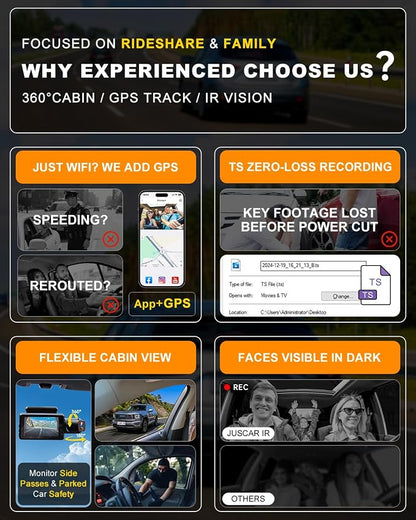 2.5K+1080P Dual Dash Cam Front and Inside, WiFi & GPS Dash Camera - Image 8