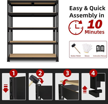 2 Packs 35.5" W x 16" D x 71" H Adjustable Garage Storage Shelves - Image 7
