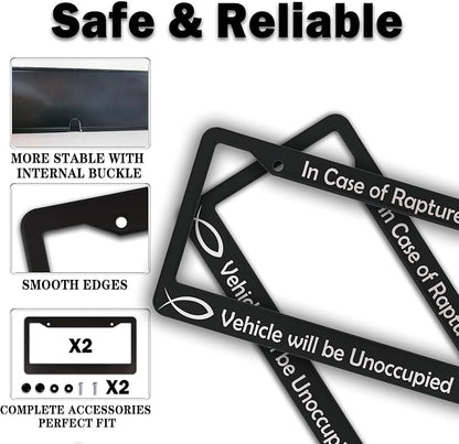 License Plate Frames Black and White License Plate Frame in Case of Rapture - Image 4
