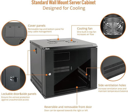 Tecmojo 9U Wall Mount Server Cabinet IT Network Rack Enclosure Lockable Door - Image 3