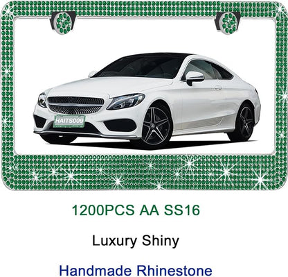 2 Pack License Plate Frames for Women, Sparkly Rhinestone Diamond Car - Image 5