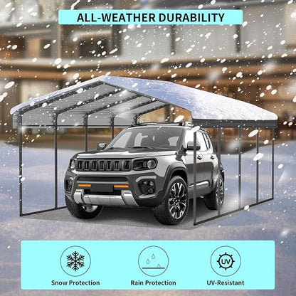 12x20 FT Metal Carport, Heavy Duty Car Port Canopy - Image 2
