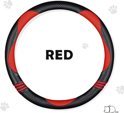 Car Steering Wheel Covers for Women Padded Carbon Fiber PU Leather Cute Auto - Image 3
