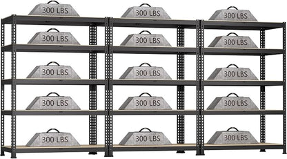 3 Packs 35.5" W x 16" D x 71" H Adjustable Garage Storage Shelves by BuxWellBang