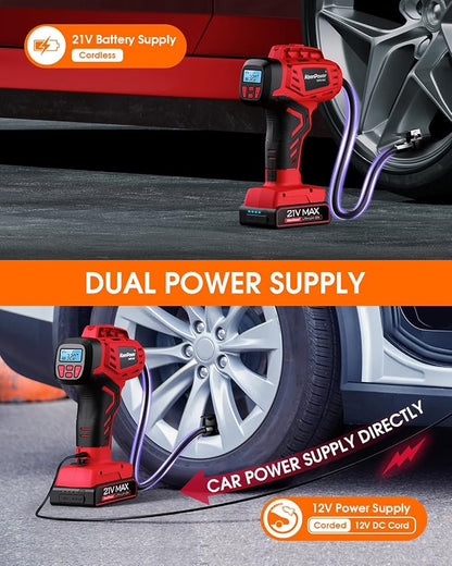 Digital Cordless Tire Inflator Portable Air Compressor Automatic 160PSI w/Gauge - Image 5